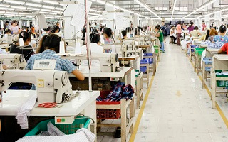 Workers in a sewing factory